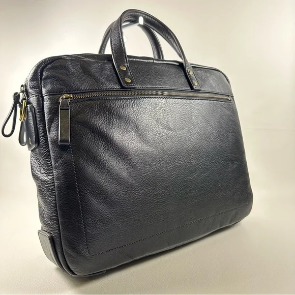 NEW Men’s Fossill HaskellBlack Leather Men's Briefcase/Laptop Bag - Picture 4 of 16